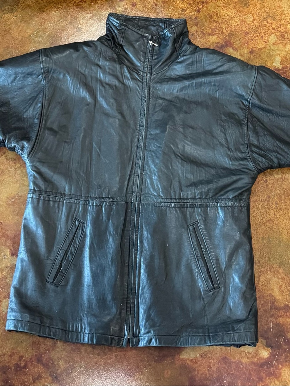 Charles Klein Black Soft Leather Zip-Up Jacket
